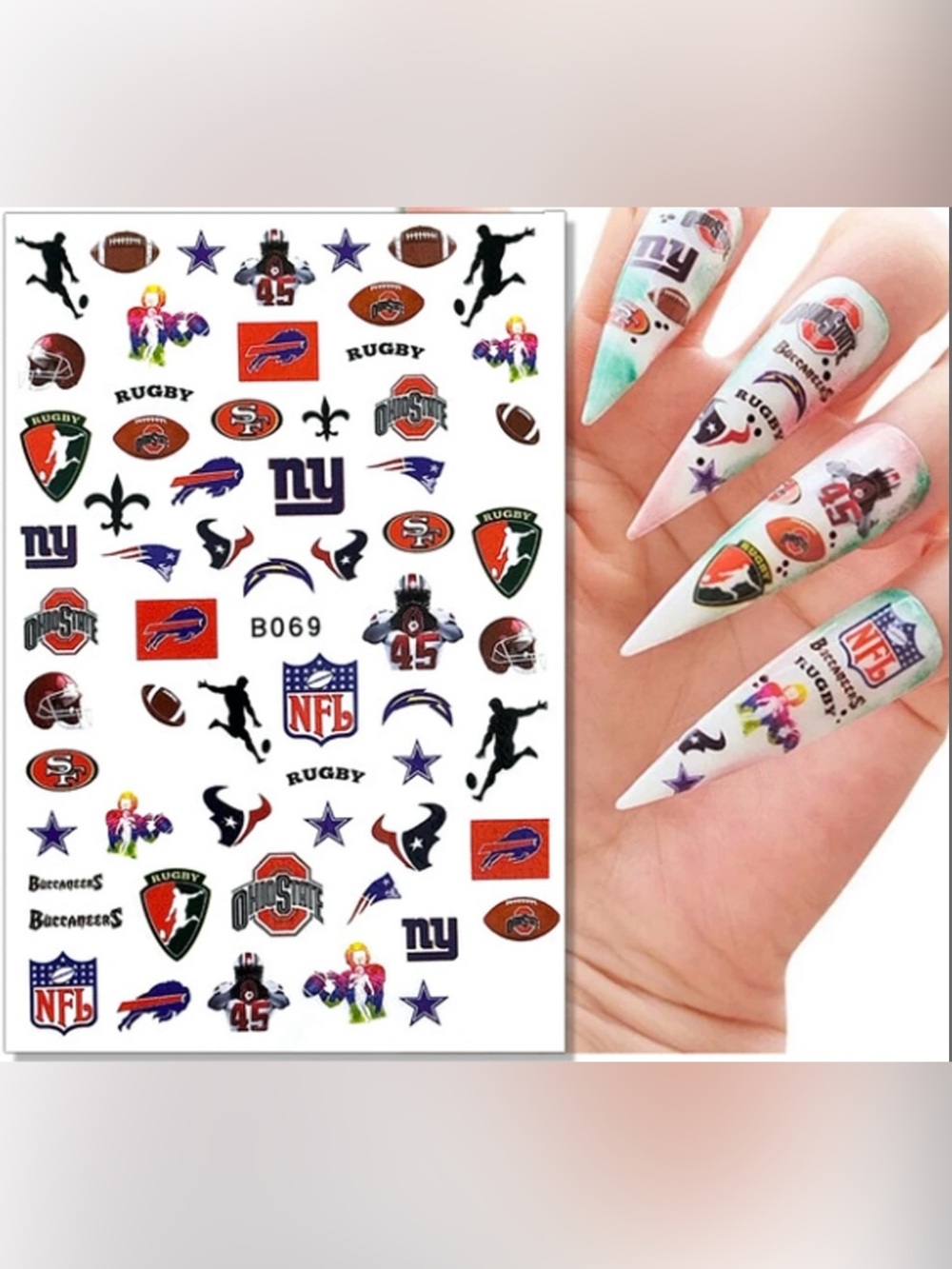 $2 NFL Team Logo Nail Decals $2 WITH ANY $10 ORDER OR MORE